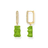 Thomas Sabo CR727-414-6 Gold-plated single hoop earrings w. red Goldbears in Midiversion 