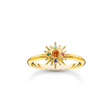 Thomas Sabo TR2458-488-7-54 VGold-plated ring w. sun and colourful stones 