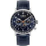 Zeppelin 7036-3 Hindenburg LZ129 men`s watch moon phase 40mm 3ATM