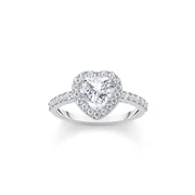 Thomas Sabo TR2477-051-14-56 Silver Halo-Ring in Heart Shape with white Zirconia Ladies