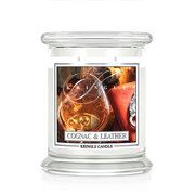 Kringle Candle Cognac & Leather srednja mirisna svijeća s 2 fitilja (411 g)