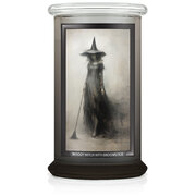 Kringle Candle Halloween Print Moody Witch with a Broomstick velika mirisna svijeća s 2 fitilja (624 g)
